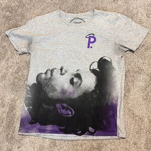 Gray Graphic T-Shirt with Purple Accents